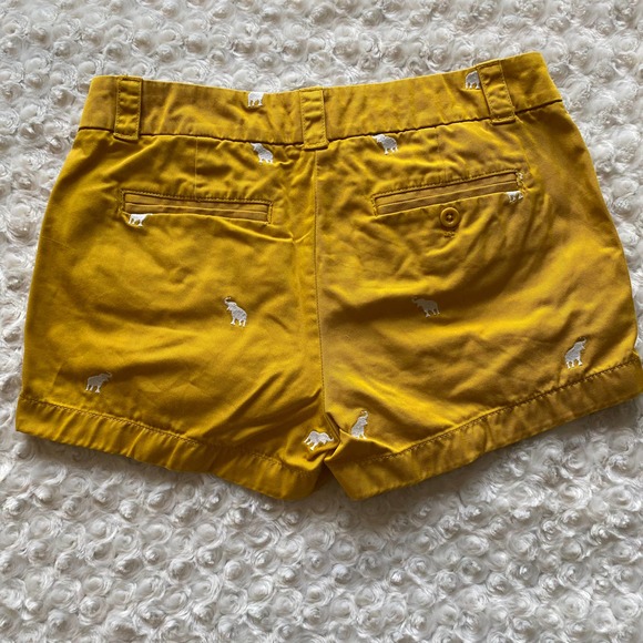 J. Crew Mustard Yellow Embroidered Elephant Classic Chino Shorts - Picture 5 of 8